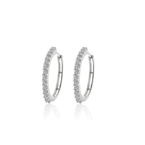 14K White Gold 0.75ct Diamond Eternity Hoop Earrings 