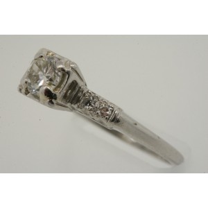 Vintage Platinum .40Ct Diamond Solitaire Plus Engagement Ring Size 6.