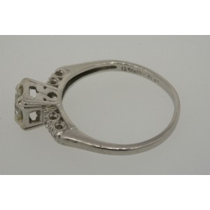 Vintage Platinum .40Ct Diamond Solitaire Plus Engagement Ring Size 6.
