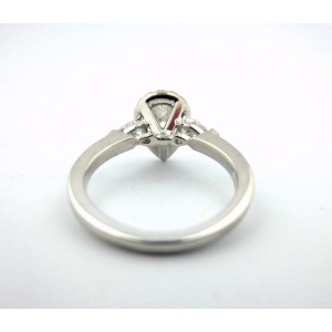 Platinum 1.61Ct Natural Pear Shape Cut Round Diamond Engagement Ring