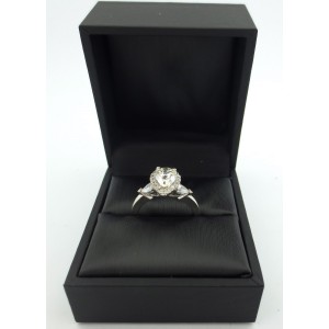 Platinum 1.61Ct Natural Pear Shape Cut Round Diamond Engagement Ring
