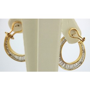 18k Yellow Gold 5.54Ct Baguette Diamond Swirl Earrings