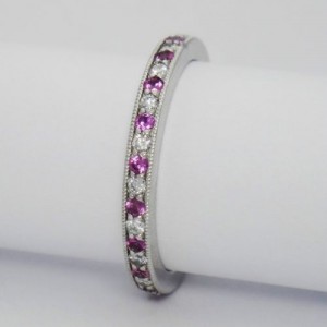 Tiffany & Co. Legacy Platinum Pink 0.26 Ct Sapphire and 0.20 Ct Diamond Band Ring Size 6.5 