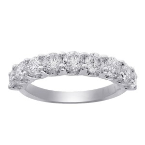 14K White Gold 2.00 Ct Diamond 9-Stone Wedding Anniversary Band Ring Size 6.5 