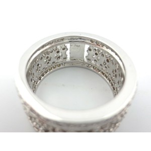 18K White Gold 2.00 Ct Round & Emerald Diamond 4-Band Ring Size 7.25