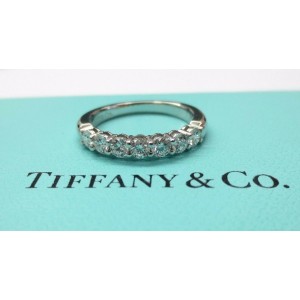 $5,300 Tiffany & Co Embrace 0.57ct Round 7 Diamond Platinum Wedding Band Sz 4
