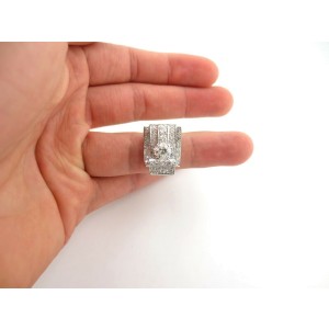 Antique Platinum Old European Cut Rectangle Engagement Ring 