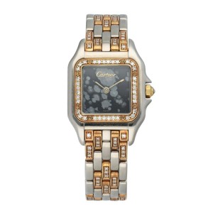 Cartier Panthere 18K White Gold & 18K Rose Gold Factory Set Diamonds Ladies Watc