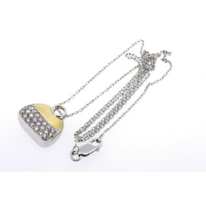 Mirabelle Pave Diamond Purse Bag Pendant Necklace 18k Yellow & White Gold .33ct