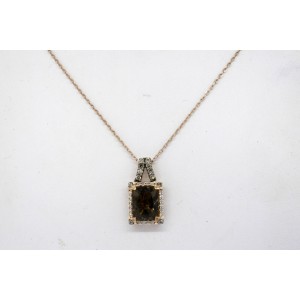 Levian Pendant Smoky Quartz Diamond Necklace 14k Rose Gold Necklace