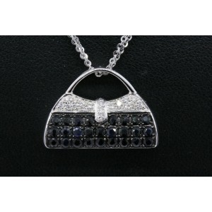 Mirabelle Purse Evening Bag Pendant Necklace 18k White Gold Sapphire Diamond