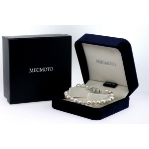 Mikimoto Pearl Bracelet 5.5mm to 9.5mm Graduated 18k White Gold & Box 8"