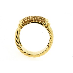 David Yurman Metro Pave Ring Yellow Sapphire 18k Gold Ring Wide 10mm Band sz 6