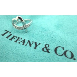 $2200 TIFFANY & CO Paloma Picasso Heart Diamond 18K White Gold Ring Size 4