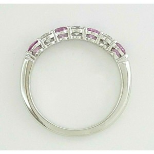 Tiffany & Co Embrace 3mm Shared Pink Sapphire Diamond Eternity $5090 wTax Sz 7.5