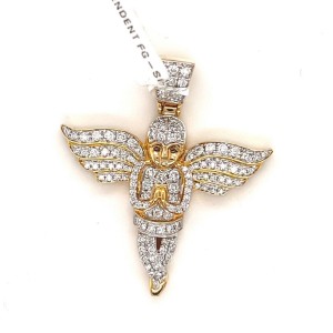 Diamond Angel Pendant in 14K Yellow Gold 