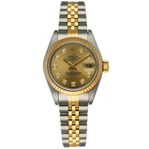 Rolex 69173 Stainless Steel & 18K Yellow Gold Diamond Dial Ladies Watch
