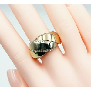Tri Color 14K Yellow White and Rose Gold Band Ring with Diamonds 0.40ctw