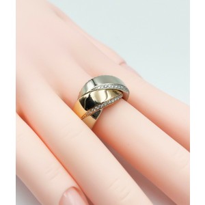 Tri Color 14K Yellow White and Rose Gold Band Ring with Diamonds 0.40ctw