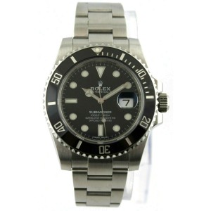 ROLEX SUBMARINER OYSTER 16610T BLACK MENS NO HOLES 40MM DATE WATCH 