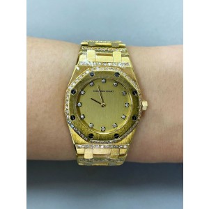 Audemars Piguet Royal Oak Diamond Dial 18K Yellow Gold Ladies Watch