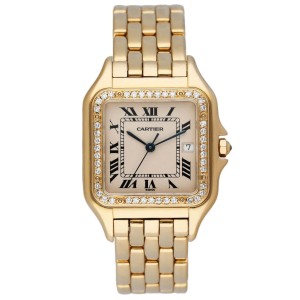 Cartier Panthere Large Size Diamond 18K Yellow Gold Watch