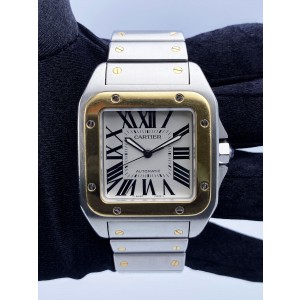 Cartier Santos-100 XL W200728G Two Tones Mens Watch