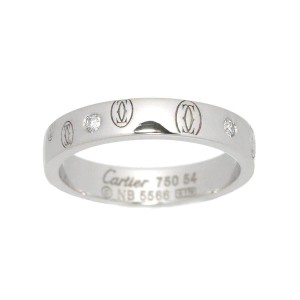 Cartier 18k White Gold Happy birthday Diamond Ring US:6.75 SKYJN-645