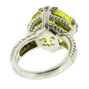 Judith Ripka 925 Sterling Silver with Canary Crystal and Cubic Zirconia Ring Size 8