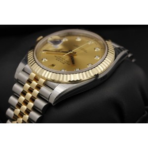 Rolex Datejust 126333 Stainless Steel & Yellow Gold Champagne Diamond Dial 41mm Watch