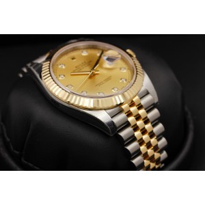 Rolex Datejust 126333 Stainless Steel & Yellow Gold Champagne Diamond Dial 41mm Watch