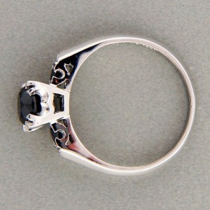 Art Deco Platinum Ring Enhanced Black Diamond 1.17ct Round