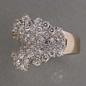Vintage Lr 2.27ct 14k White Gold Bead 9mm Full Cut Diamond Prong Set Ring