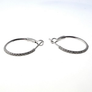Designer GP .30ct Diamond Hoop Earrings 14k White Gold