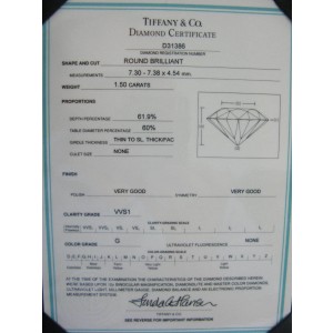 tiffany and co diamond certificate