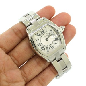 Cartier Roadster Silver Sunray Roman Dial Stainless Steel Ladies Watch W62016V3