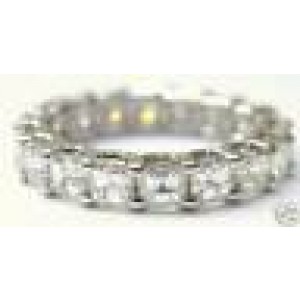 Asscher Cut NATURAL Diamond Eternity Ring 4.00Ct SOLID White Gold Size 7