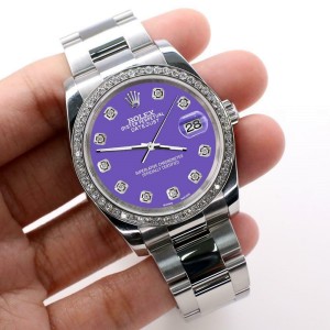 Rolex Datejust 36MM Steel/Custom Diamond Bezel/Lavender Diamond Dial 116200