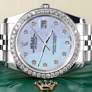 Rolex Datejust 116200 36mm 1.85ct Diamond Bezel/Purple MOP Dial Steel Watch