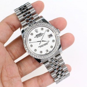 Rolex Datejust 116200 36mm 1.85ct Diamond Bezel/White Jubilee Dial Steel Watch