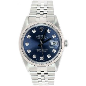 Rolex Datejust 36mm White Gold Bezel/Blue Diamond Dial Steel Jubilee Watch