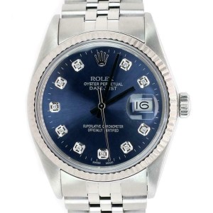 Rolex Datejust 36mm White Gold Bezel/Blue Diamond Dial Steel Jubilee Watch