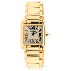 Cartier Tank Francaise 20MM Yellow Gold Roman Dial Ladies Watch 