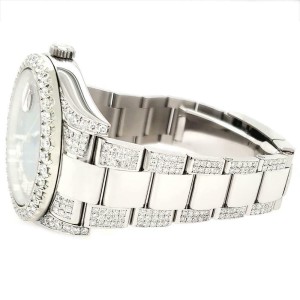 Rolex Datejust II 41mm Diamond Bezel/Lugs/Bracelet/Purple MOP Roman Dial Watch