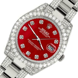 Rolex Datejust II 41mm Diamond Bezel/Lugs/Bracelet/Red MOP Diamond Dial Watch