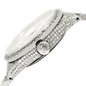 Rolex Datejust 36mm Steel Watch 2.85ct Diamond Bezel/Pave Case/Chocolate Dial