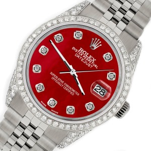 Rolex Datejust 36mm Steel Watch with 2.85ct Diamond Bezel/Pave Case/Red MOP Dial