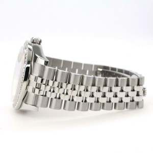 Rolex Datejust 116200 36mm 2ct Diamond Bezel/Linen White Roman Dial Steel Watch
