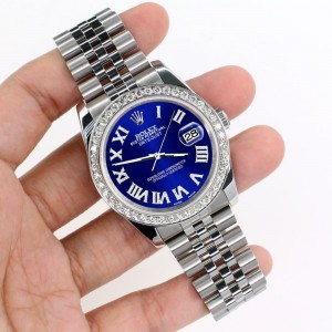 Rolex Datejust 116200 36mm 2ct Diamond Bezel/Navy Blue Diamond Roman Dial Watch