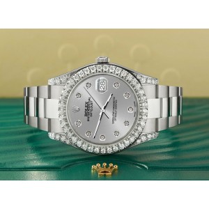 Rolex Datejust II 41mm 4.5CT Diamond Bezel/Lugs/Silver Dial Watch 